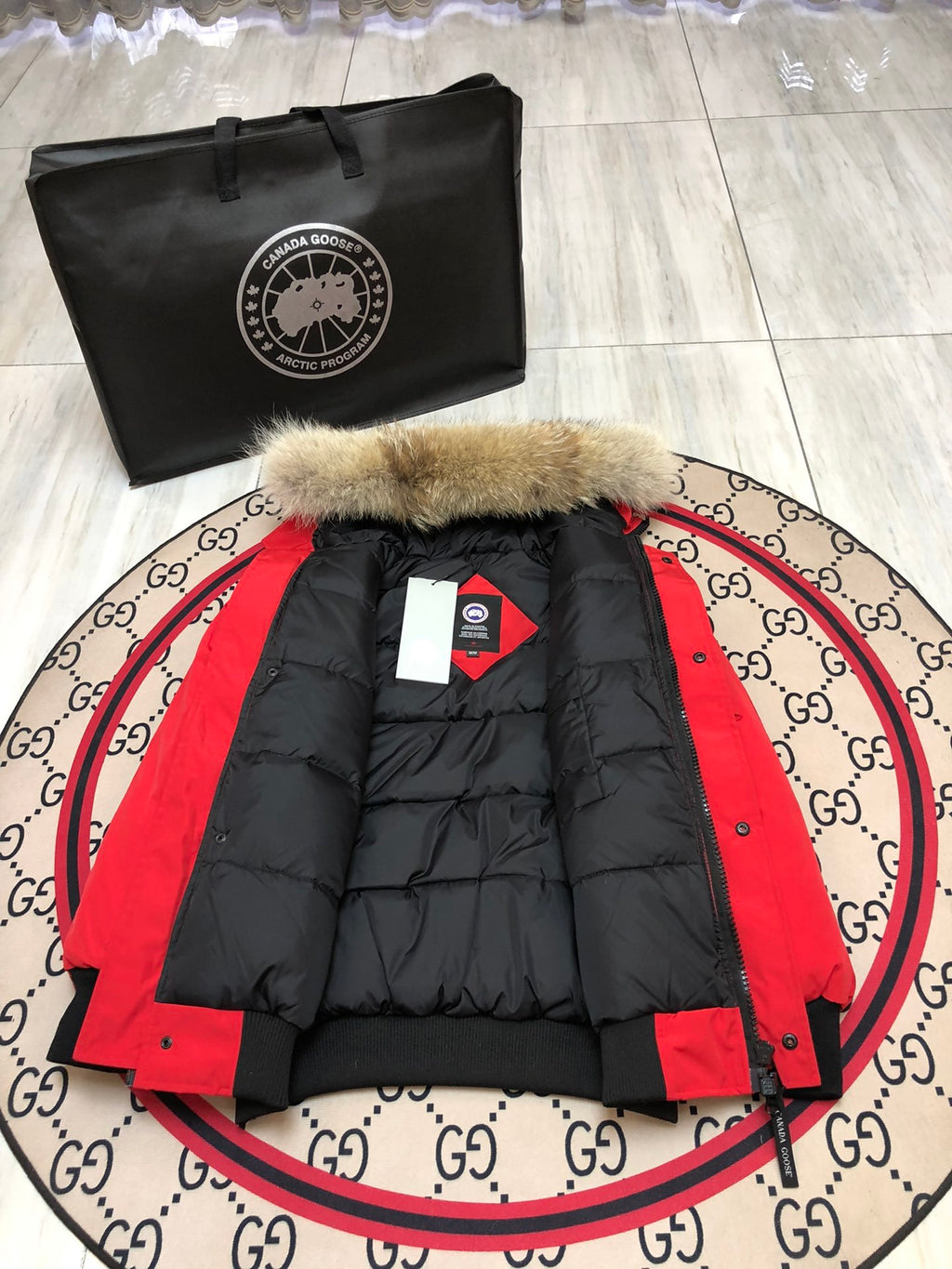 Canada Goose Chilliwack Bomber Down Jacket Red Fur Hood
