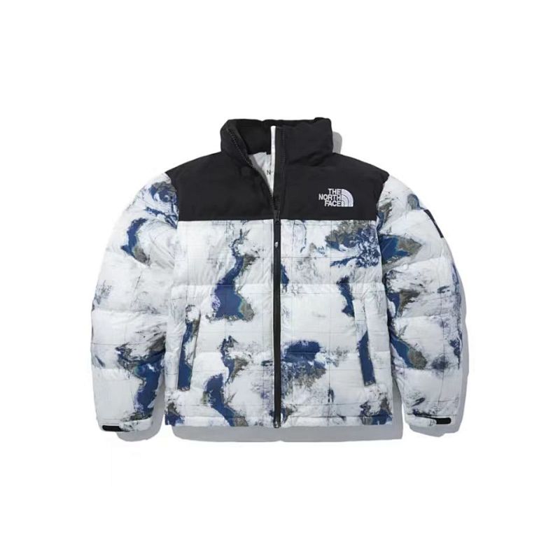 The North Face 1996 Retro Nuptse Down Jacket Mountain Print Black Collar
