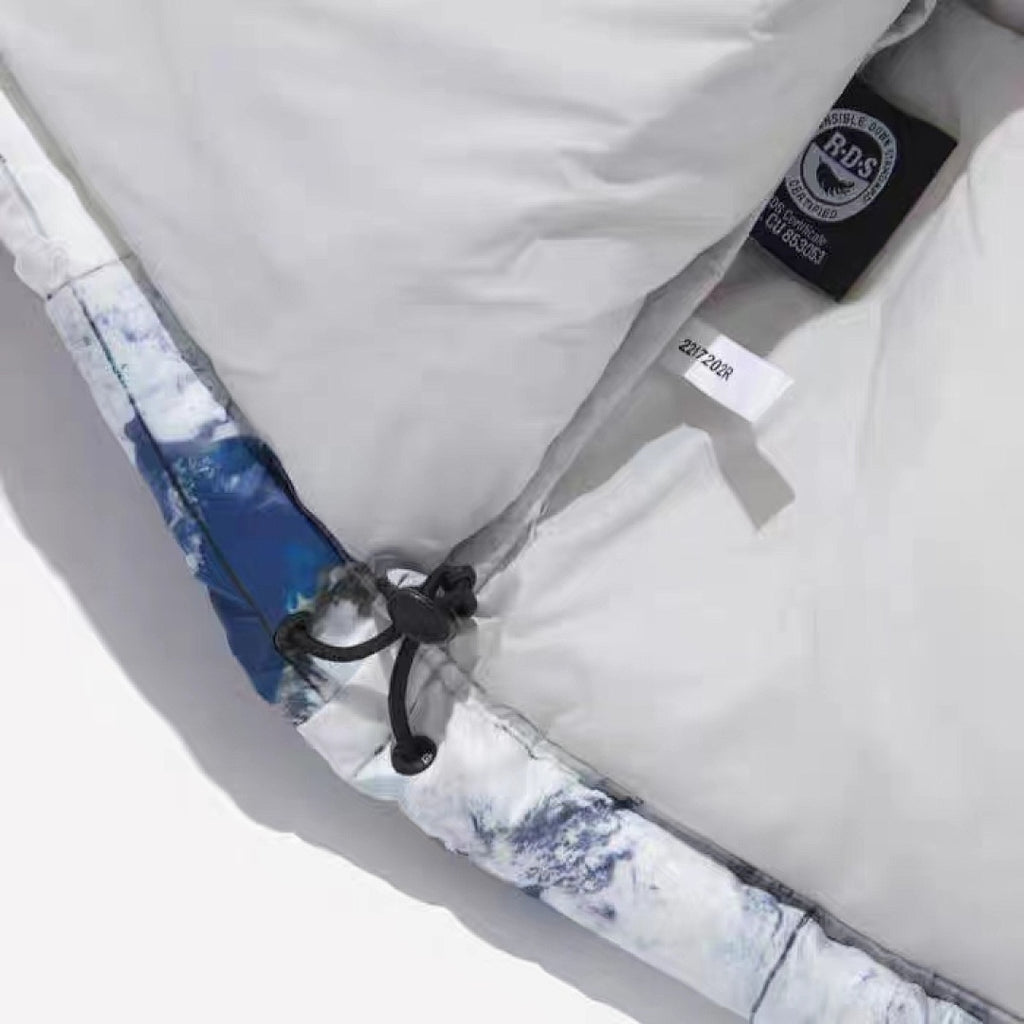 The North Face 1996 Retro Nuptse Down Jacket Mountain Print Black Collar