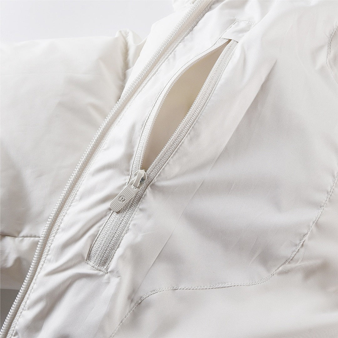 Lululemon Cream White Cropped Hooded Puffer Jacket (Women's)
