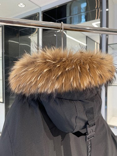 MLB NY Yankees Black Military Fur Trim Hooded Parka