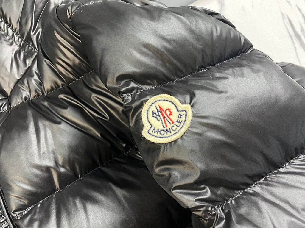 Moncler Black Long Hooded Glossy Down Coat