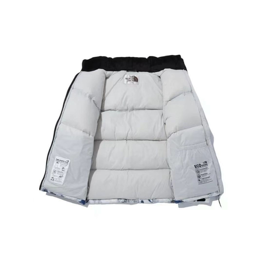 The North Face 1996 Retro Nuptse Down Jacket Mountain Print Black Collar