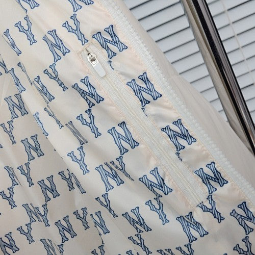 MLB New York Yankees Down Puffer Jacket Cream White NY Monogram