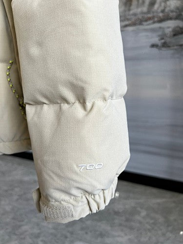The North Face Nuptse Down Jacket Cream Caramel Brown Colourblock