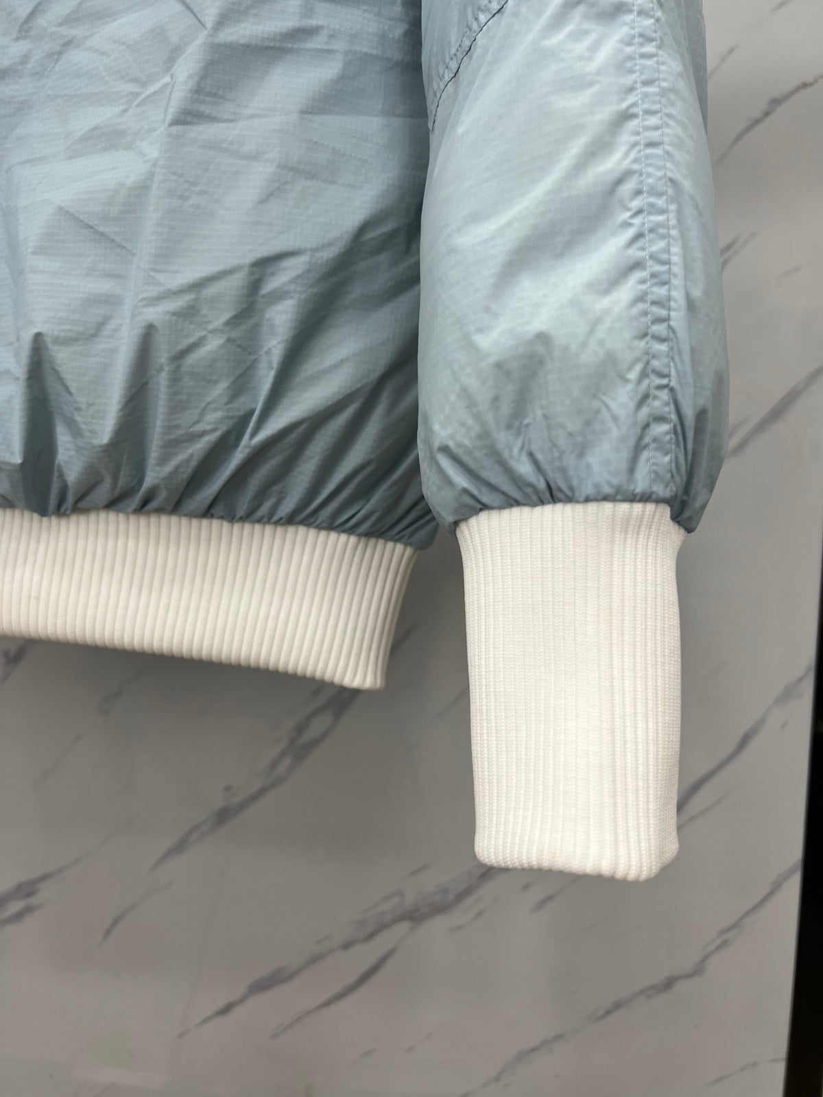 Canada Goose Hooded Down Jacket Ice Blue White Rib Trim