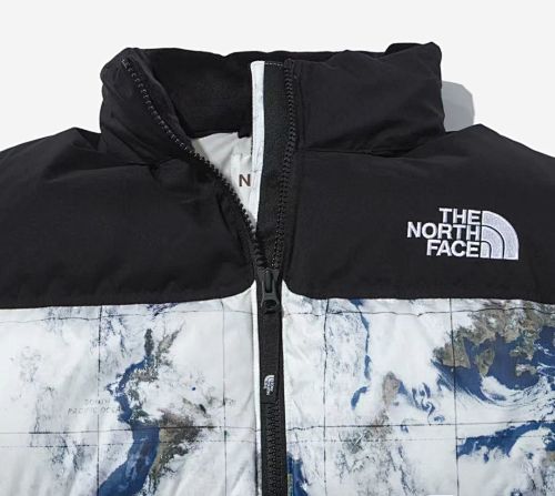 The North Face 1996 Retro Nuptse Down Jacket Mountain Print Black Collar