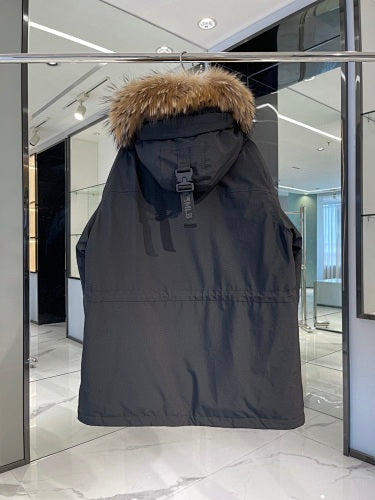 MLB NY Yankees Black Military Fur Trim Hooded Parka