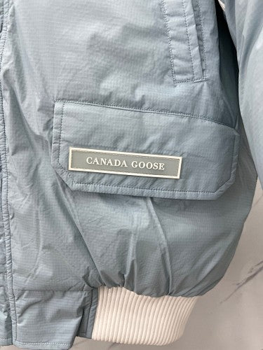 Canada Goose Hooded Down Jacket Ice Blue White Rib Trim