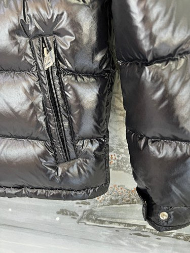 Moncler Black Maya Box Quilt Hooded Down Jacket