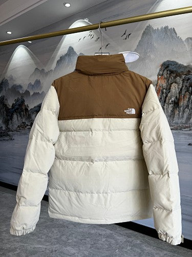 The North Face Nuptse Down Jacket Cream Caramel Brown Colourblock