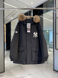 MLB NY Yankees Black Military Fur Trim Hooded Parka