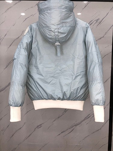 Canada Goose Hooded Down Jacket Ice Blue White Rib Trim
