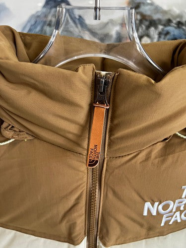 The North Face Nuptse Down Jacket Cream Caramel Brown Colourblock