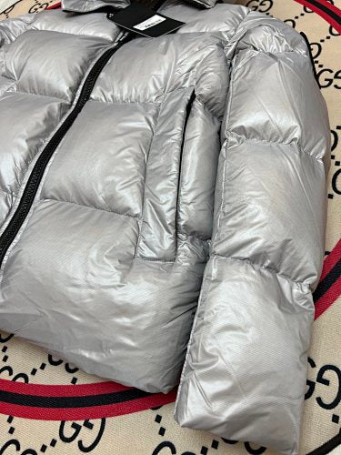 Canada Goose Silver Glossy Hooded Down Jacket
