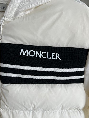 Moncler White Down Cardigan Hoodie Hybrid Jacket