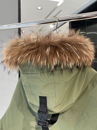 MLB NY Yankees Olive Green Military Fur Trim Hooded Parka