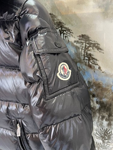 Moncler Black Maya Box Quilt Hooded Down Jacket