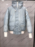 Canada Goose Hooded Down Jacket Ice Blue White Rib Trim