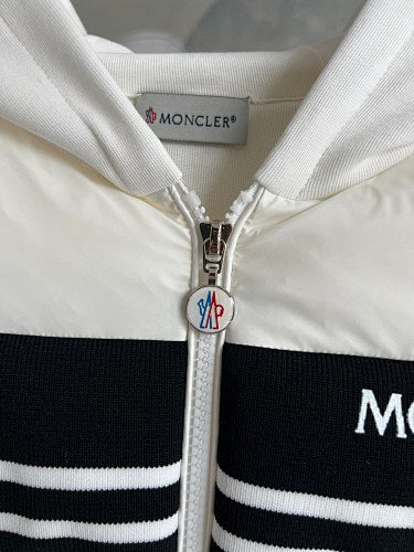 Moncler White Down Cardigan Hoodie Hybrid Jacket