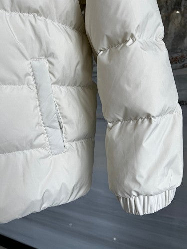 MLB New York Yankees Hooded Down Puffer Jacket Cream White NY Monogram RDS Certified