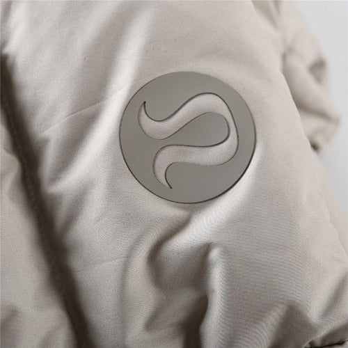 Lululemon Pale Grey Cropped Hooded Puffer Jacket (Women's)