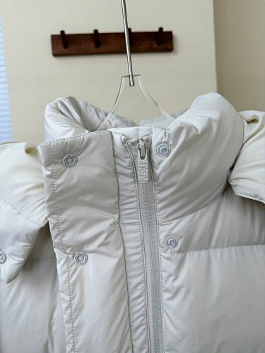 White Oversized Maxi Hooded Down Coat