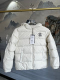 MLB New York Yankees Hooded Down Puffer Jacket Cream White NY Monogram RDS Certified