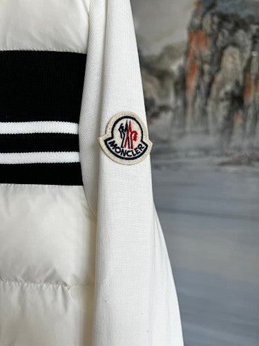 Moncler White Down Cardigan Hoodie Hybrid Jacket