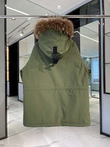MLB NY Yankees Olive Green Military Fur Trim Hooded Parka