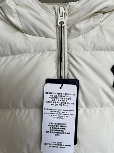 MLB New York Yankees Hooded Down Puffer Jacket Cream White NY Monogram RDS Certified