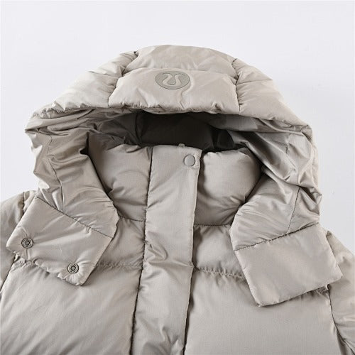 Lululemon Pale Grey Cropped Hooded Puffer Jacket (Women's)