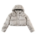 Lululemon Pale Grey Cropped Hooded Puffer Jacket (Women's)