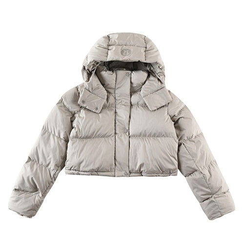 Lululemon Pale Grey Cropped Hooded Puffer Jacket (Women's)