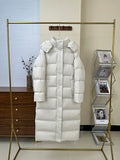 White Oversized Maxi Hooded Down Coat