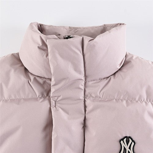 MLB NY Yankees Pink Beige Stand Collar Puffer Down Jacket