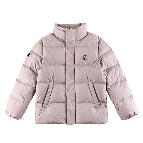 MLB NY Yankees Pink Beige Stand Collar Puffer Down Jacket
