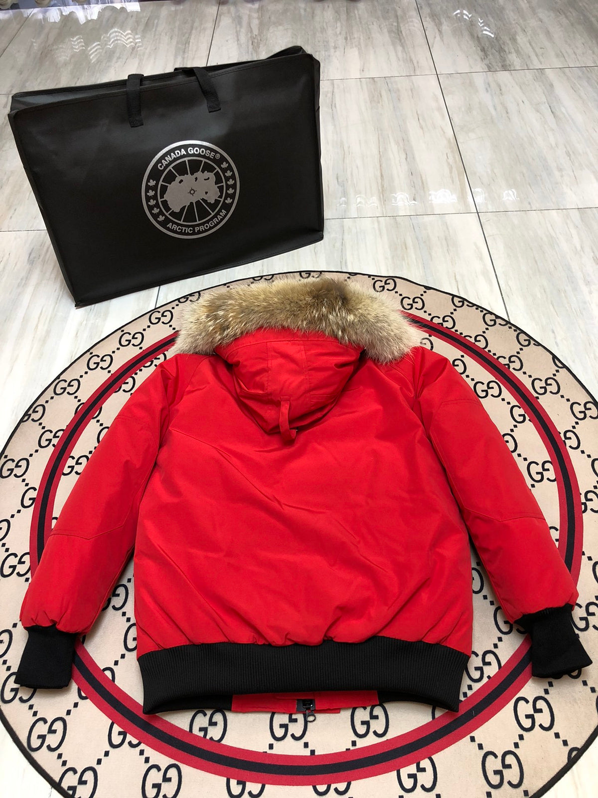 Canada Goose Chilliwack Bomber Down Jacket Red Fur Hood