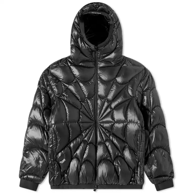 Moncler Black Radial Petal Quilt Hooded Down Jacket