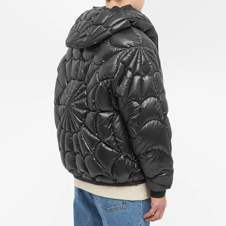 Moncler Black Radial Petal Quilt Hooded Down Jacket