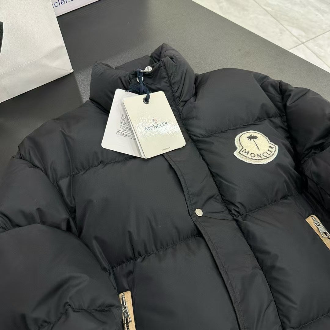 Moncler x Palm Angels Down Jacket Black Palm Tree Badge Archive Interior Yellow Tag