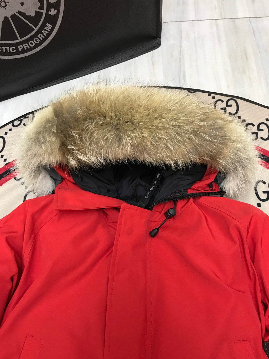 Canada Goose Chilliwack Bomber Down Jacket Red Fur Hood