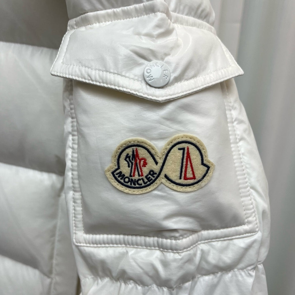 Moncler x 7 Moncler FRGMT Hiroshi Fujiwara Down Jacket White Gloss Shell Dual Badge