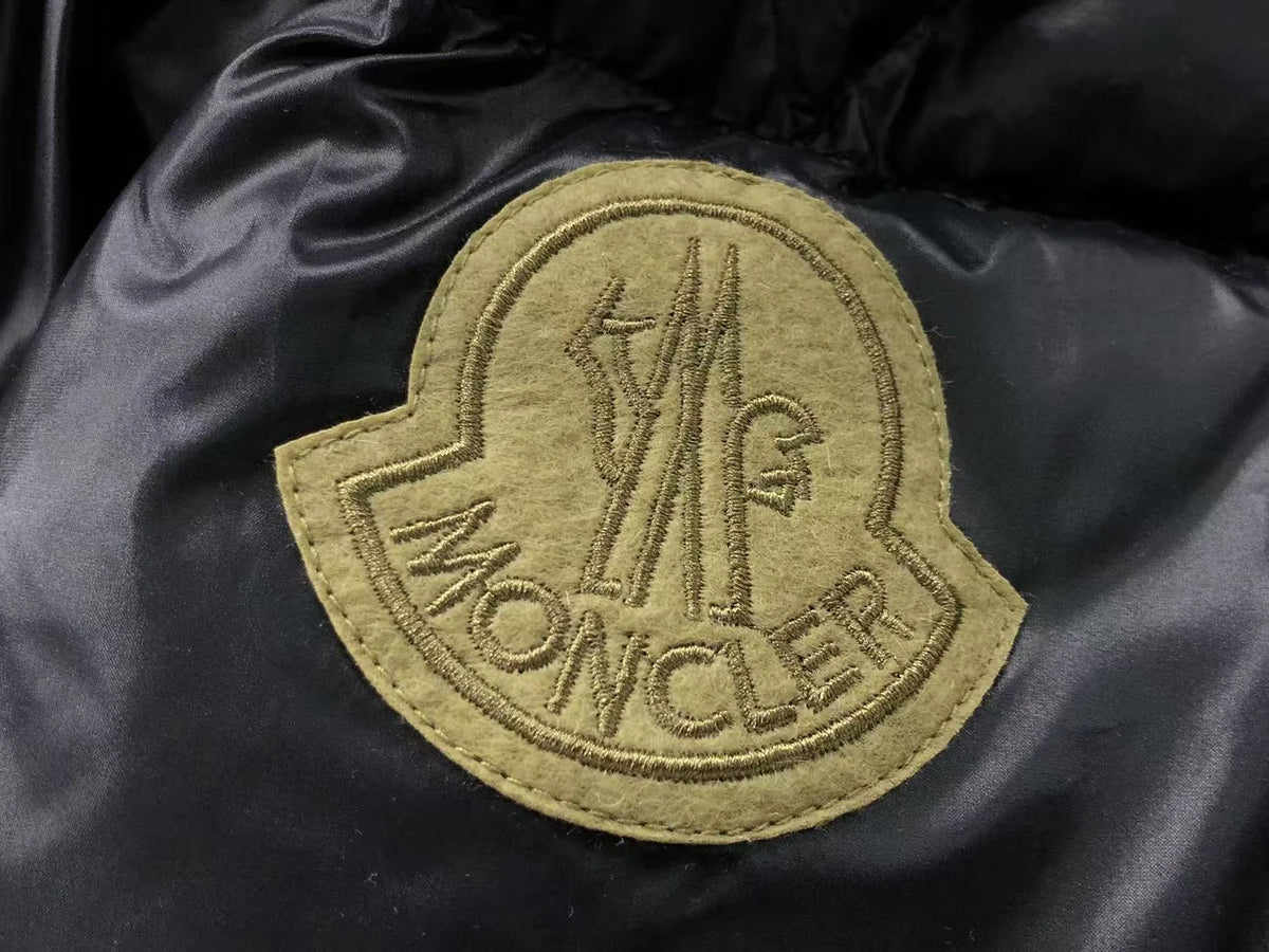 Moncler Black Oversized Gold Felt Badge Down Jacket