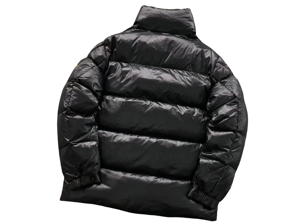 Moncler Black Oversized Gold Felt Badge Down Jacket