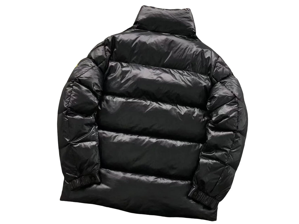 Moncler Black Oversized Gold Felt Badge Down Jacket