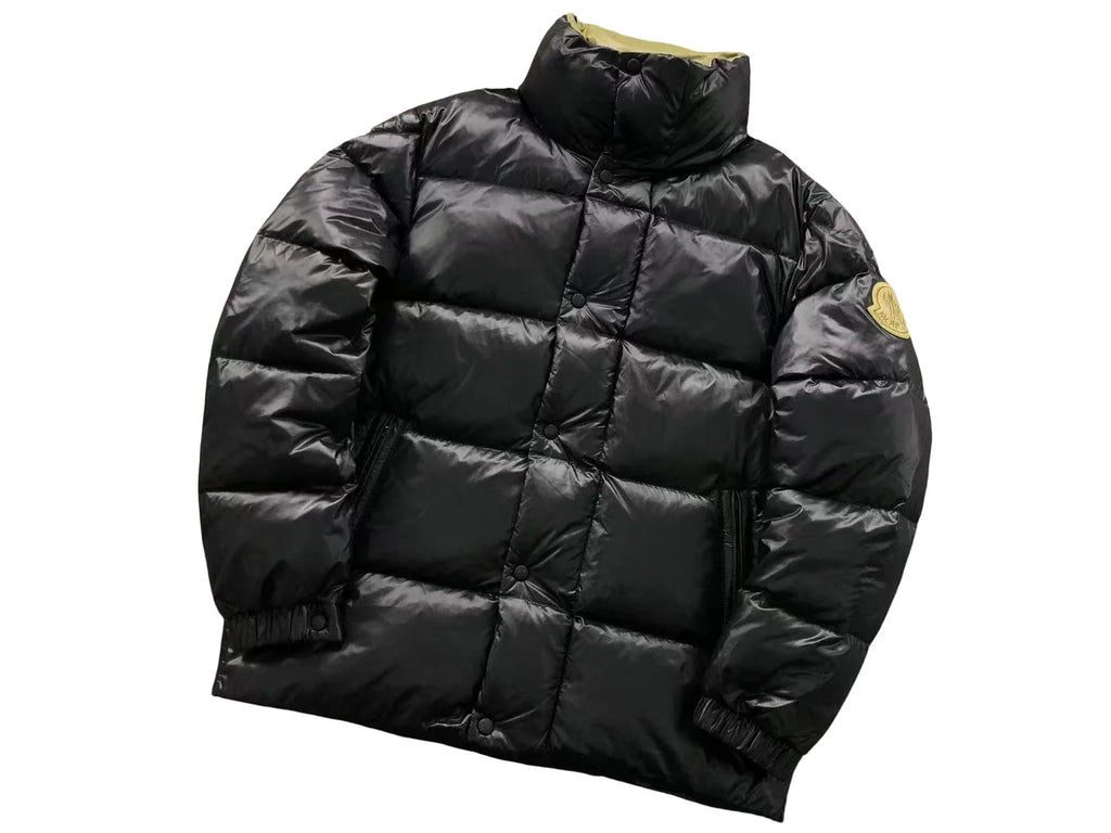 Moncler Black Oversized Gold Felt Badge Down Jacket