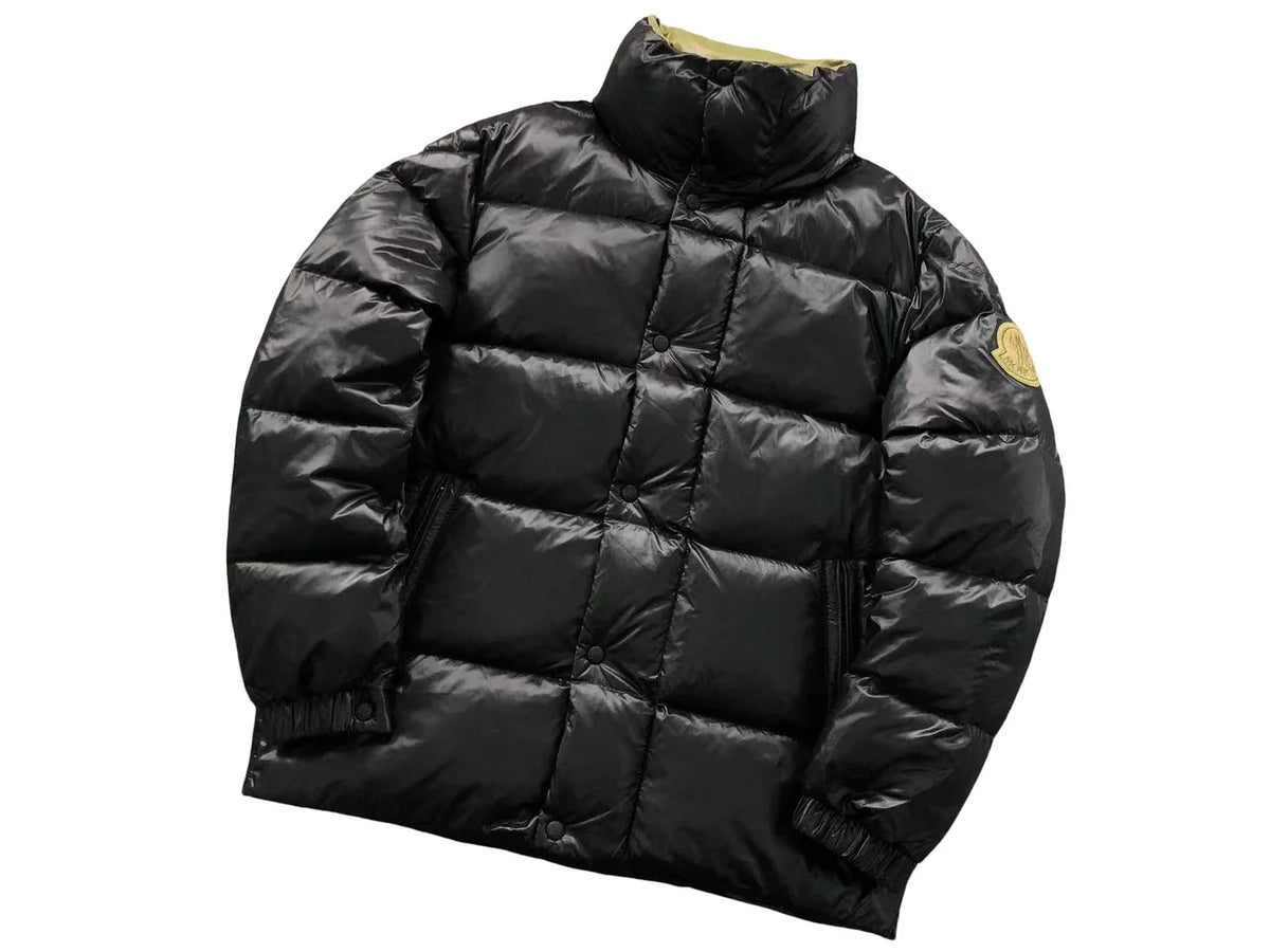 Moncler Black Oversized Gold Felt Badge Down Jacket