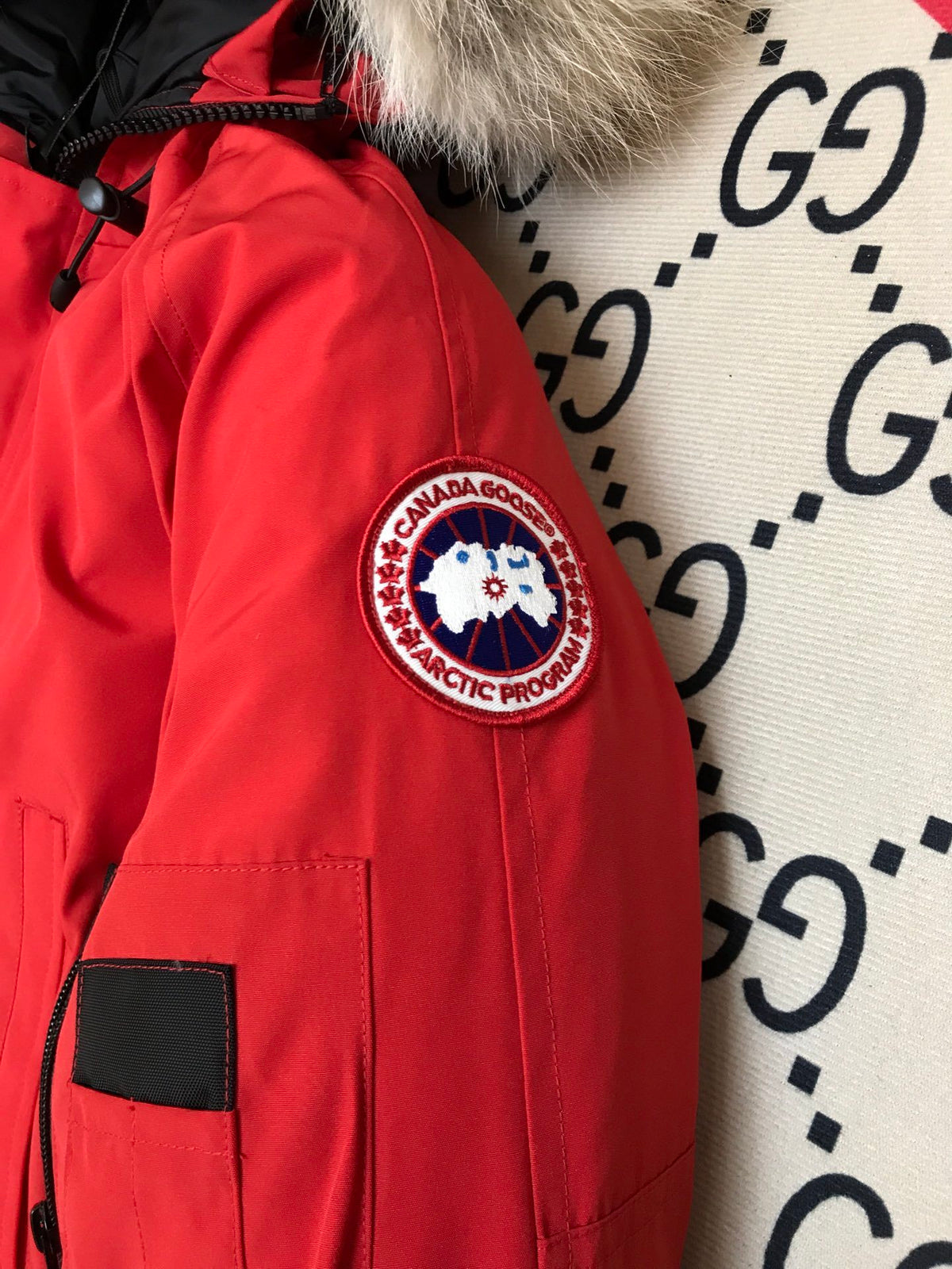Canada Goose Chilliwack Bomber Down Jacket Red Fur Hood