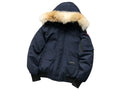 Canada Goose Navy Chilliwack Bomber Down Jacket with Fur Trim Hood